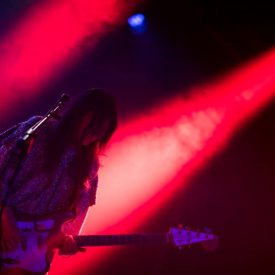 Turin, Italy - February, 17 2018: painter Daniele Galliano performs live painting durnig Blonde Redhead live show called 'Permanent Vacation' @OGR on February 17, 2018 in Turin, Italy. (Photo by Giorgio Perottino/Getty Images for OGR)