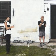 Daniele Galliano, Buon vicinato, 2022, oil on canvas, cm 40x50